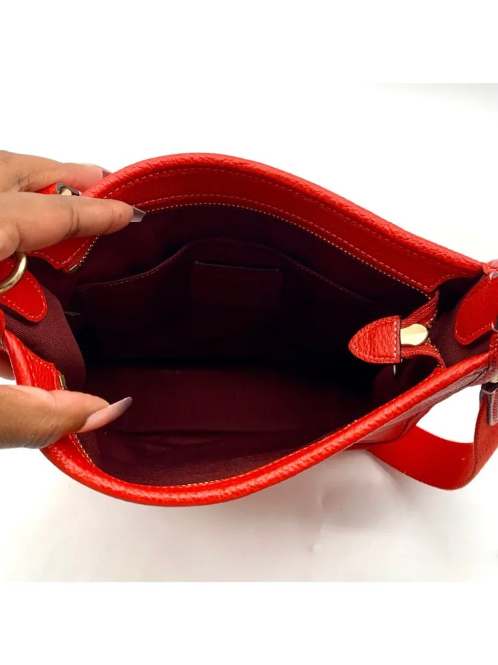 Coach Red Pebbled Leather Dempsey File Bag-CA290